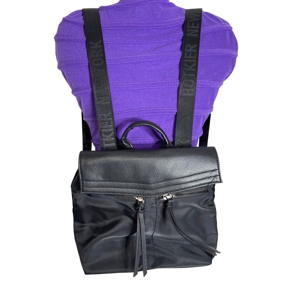 Botkier New York Black Nylon & Leather Convertible Backpack W/Adjustable Straps